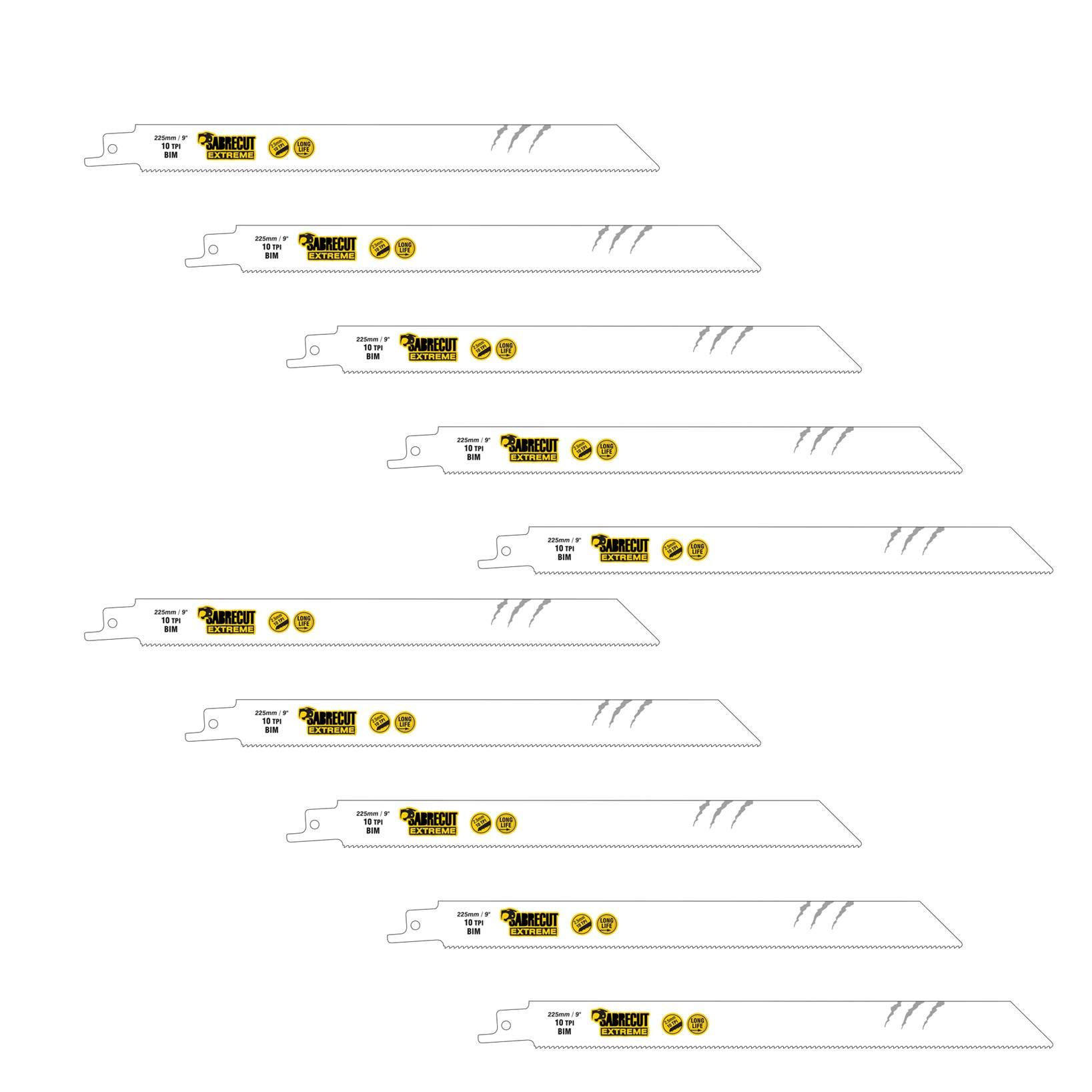 10 x SabreCut SCRS1122HF_10 225mm 10 TPI S1122HF Fast Wood and Metal Cutting Reciprocating Sabre Saw Blades