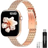 MioHHR Slim Metal Bands Compatible with Apple Watch Band Ultra3/2/1 Series 11 10 9 8 7 6 5 4 3 2 1 SE3/2/1, Thin Stainless Steel Strap for Women iWatch Band 49mm 46mm 45mm 44mm 42mm 41mm 40mm 38mm