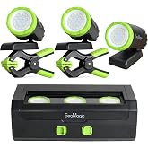 SEAMAGIC 3-Pack Rechargeable LED Work Lights with Portable Case | 360&deg;Adjustable Spotlight with Clamp &amp; Magnetic Base, Portable Clip Light for Garage, BBQ, Workshop, Car Repair