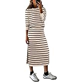 ANRABESS 2 Piece Skirts Sets For Women Fall Fashion 2025 Striped Sweater Midi Dress Knit Lounge Travel Outfits Winter Clothes