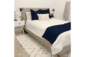 ABP COLLECTION Bed Runners - 100% Cotton 800 Thread Count Pinch Pleated Bed Runner - Luxury Pinch Pleated Bed Runner, Hotel Quality Modern Pinch Pleated Bed Runner California King Size, Navy Blue