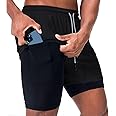 Surenow Men's Running Shorts Quick Dry Workout Gym Shorts Athletic 2-in-1 Stealth Shorts Outdoor Short for Men with Pockets