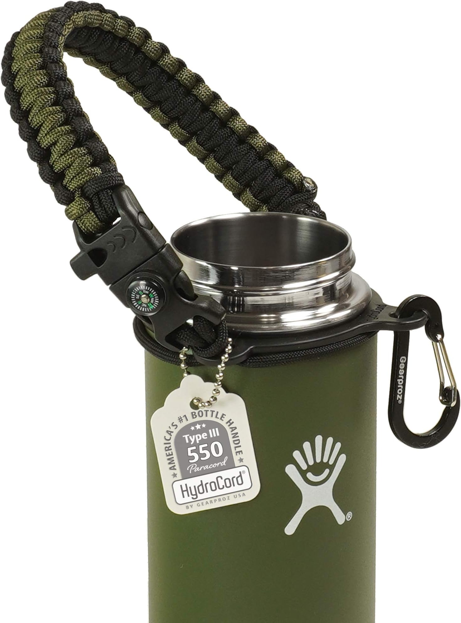 Gearproz Paracord Handle for Hydro Flask - America's No. 1 Paracord Survival Strap Carrier for Hydroflask Wide Mouth Water Bottles (12 to 64 oz)