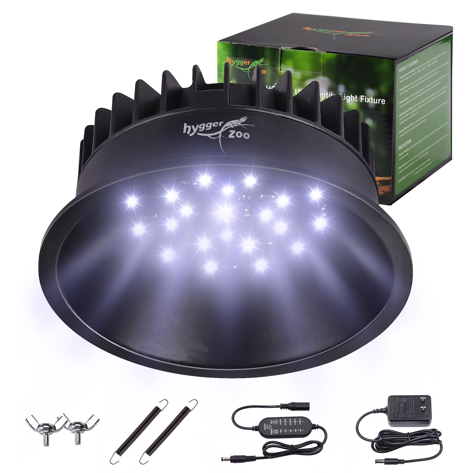 Photo 1 of UVB Light for Reptiles, UVA UVB Reptile Light Fixture with Timer LED UVB Bulb for Bearded Dragon Gecko Turtle Chameleon Lizard Snake, Adjustable Brightness UVB Lamp for Reptile Tank Accessories, Black