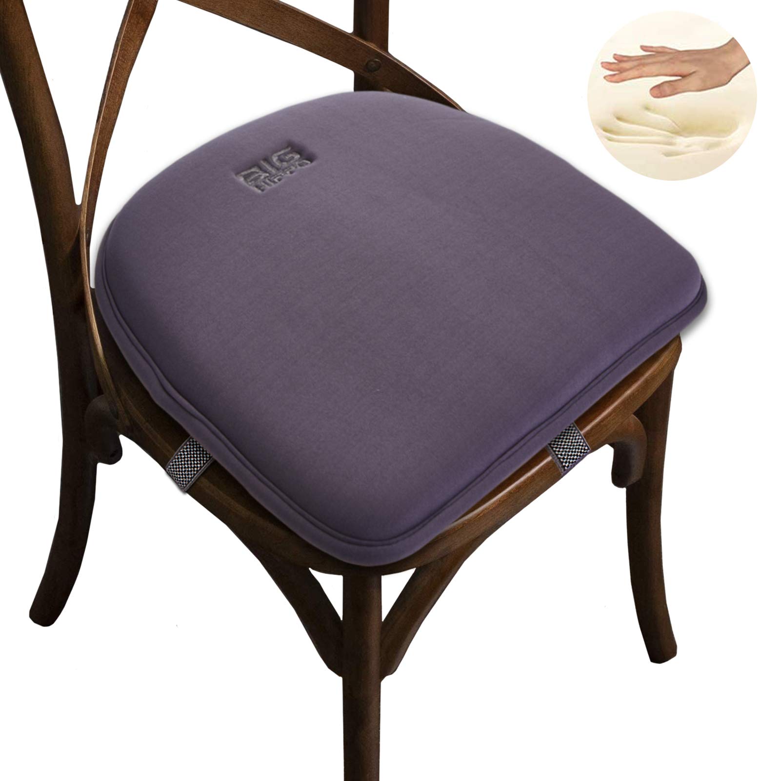 Photo 1 of Big Hippo Chair Pads, Memory Foam, Seat Cushion Non Slip Rubber Back Thicken Chair Padding with Elastic Bands for Home Office Outdoor Seats (Gray-1pc)