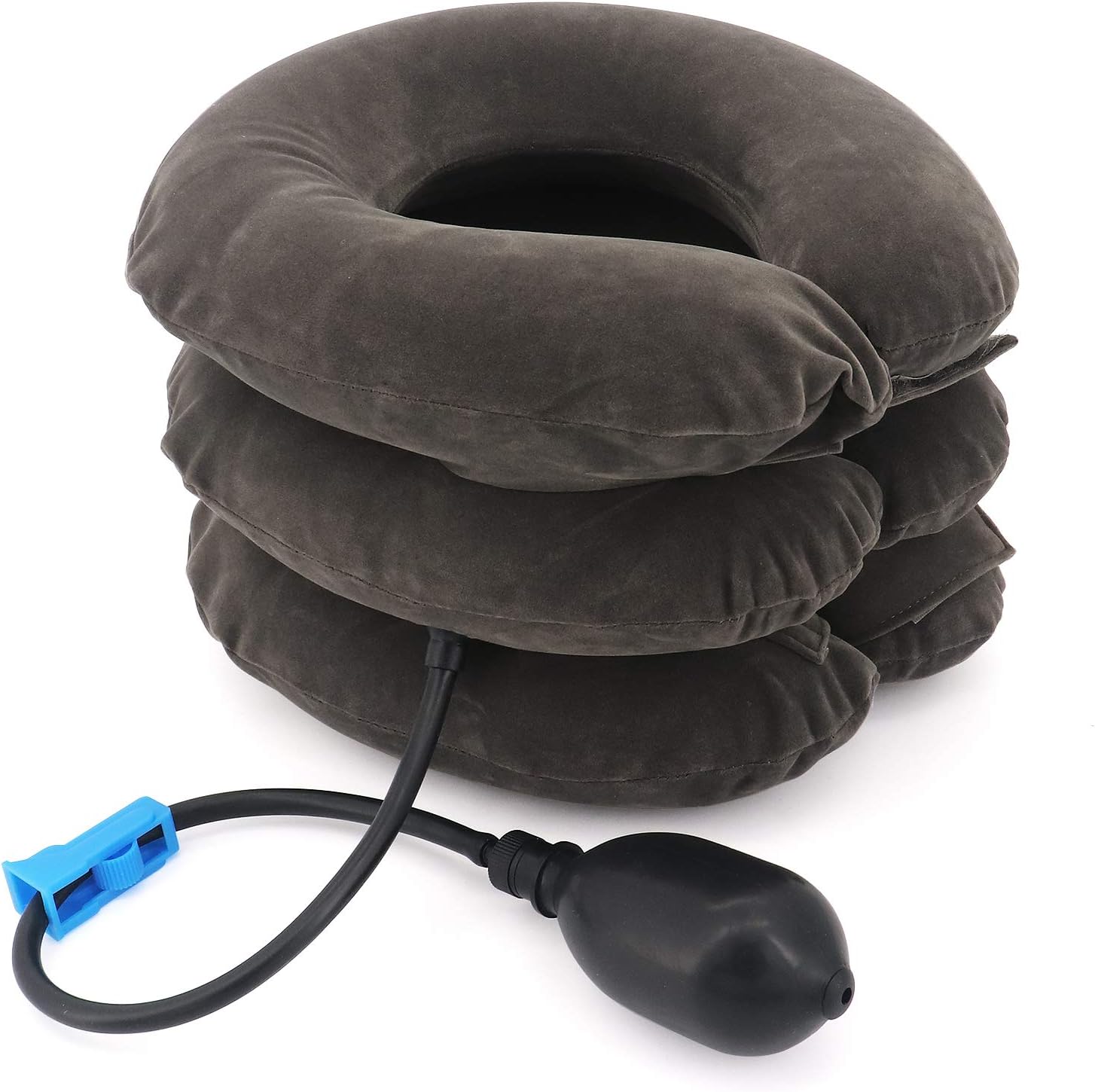ShawFly Cervical Traction Instrument Inflatable Household Neck Traction Device & Collar Brace for Spine Alignment, Collar Brace, Neck Pain Relief for Home / Office Inflatable Support Pillows (Grey)