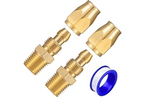 Breezliy Premium Solid Brass 2PCS Reusable Replacement Fitting for 1/4-Inch ID Hose,1/4-Inch NPT Rigid