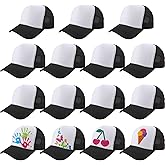 SGBETTER 15 Pack Kids DIY Trucker Hats Bulk Summer Mesh Baseball Cap Blank Sublimation Trucker Cap for Child Summer