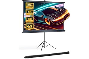 Projector Screen with Stand, HYZ 120 inch Projector Screen 4K HD with Wrinkle-Free Design, Indoor Outdoor for Backyard Movie Night, Office Presentation(1.1Gain, 4:3, 160°Viewing Angle&Carry Bag)