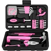 DEKOPRO 94 Piece Pink Tool Set, Household DIY Tool Kit for Women with Storage Toolbox, Small Basic Hand Tool Box Set for Home Repair, DIY, Apartment, Office