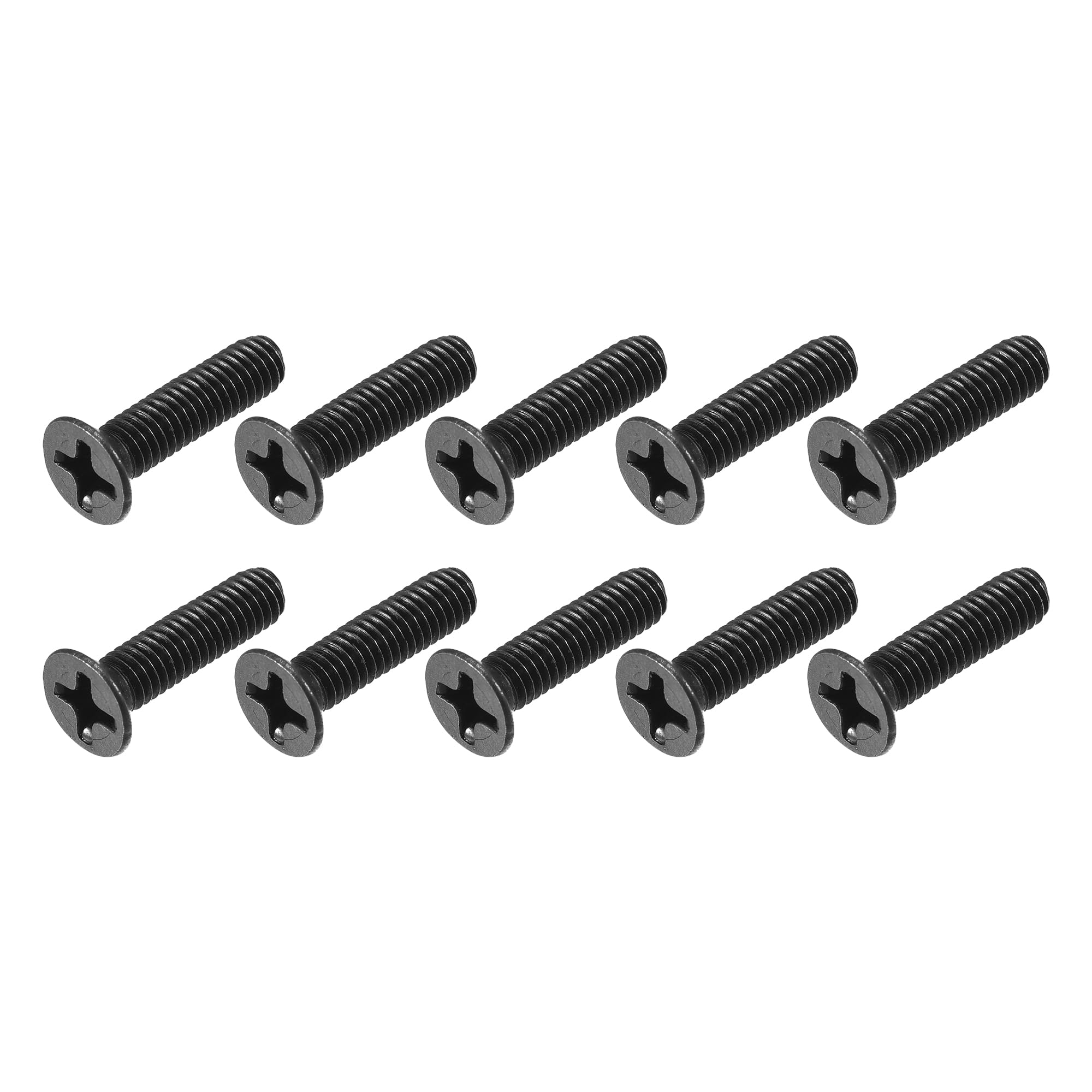 METALLIXITY Phillips Flat Head Screws (M3.5 x 16mm) 50Pcs, Carbon Steel Machine Screws - for Glasses Watch and Other Small Electronics, Black