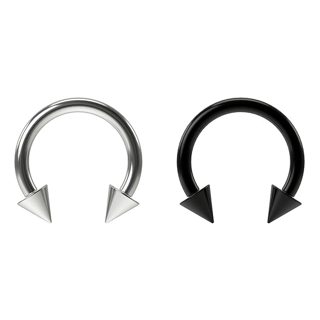Buy Bling Unique 2pc 16g Horseshoe Earrings Circular Barbell Rings