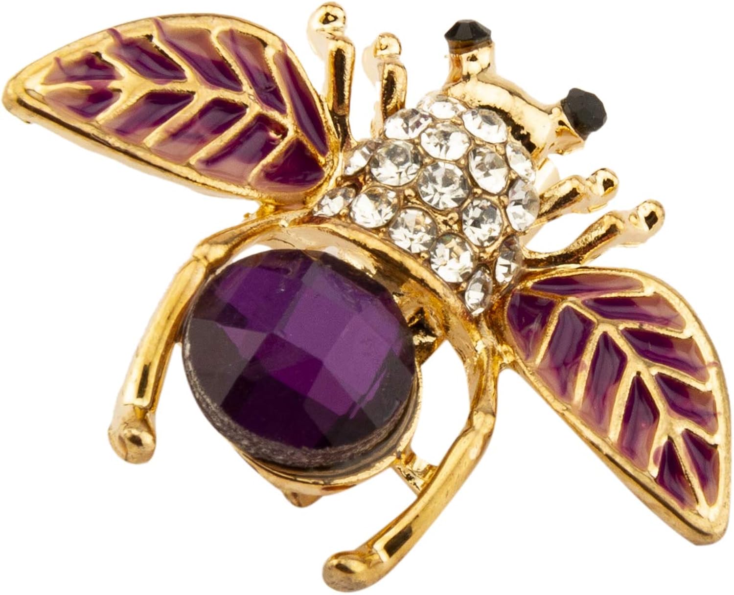 Knighthood Purple and Gold Enamel Bee with Purple Semi Precious Stone Stone Detailing Lapel Pin Badge Coat Suit Wedding Gift Party Shirt Collar Accessories Brooch for Men - Image 3