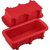 Anaeat Silicone Bread and Loaf Pans Set of 2, Non-Stick loaf Pans - Just PoP Out! Flexible Silicone Baking Molds for Homemade