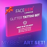 FACEGEM LONDON Glitter Tattoo Kit Kids Temporary Markers Stencils Party Gift view 8
