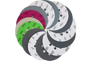 70 Pieces Wet Dry Sanding Discs, VIBRATITE 5 Inch 8 Holes Hook and Loop Sandpaper 400/600/800/1000/1500/2000/3000 Assortment Grits for Orbital Sander Automotive Wood Metal Plastic Sanding Polishing