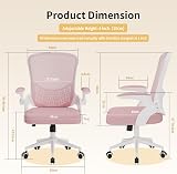 nasapaluro Ergonomic Desk Chair Pink with Flip-Up Armrests Mesh Back Lumbar view 9