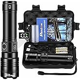 PHIXTON Rechargeable Flashlight 100000 High Lumens Long Lasting 15H 6.57&rdquo; | Super Bright Powerful 30W LED, Long Range 3280 FT, Safe USB C Charge, Output with LCD Display, All Metal for Camping Home