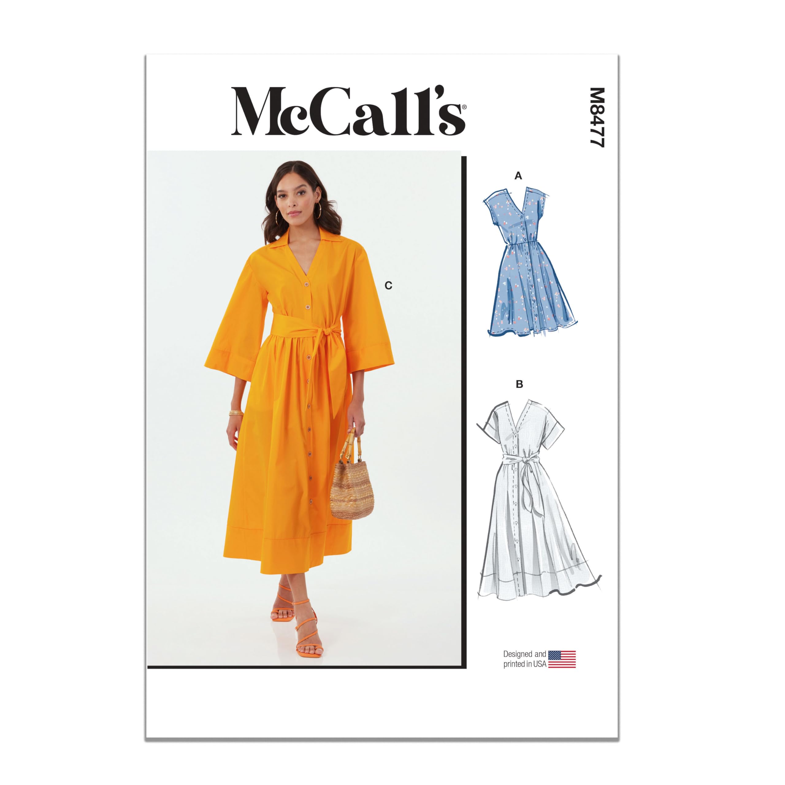 MCCALLS Sewing Pattern M8477K5 Misses' Shirtdresses K5 (8-10-12-14-16)