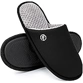 EverFoams Men's Cotton Knit Slippers Lightweight Memory Foam Indoor House Shoes with Anti-Skid Sole