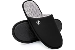 EverFoams Men's Cotton Knit Slippers Lightweight Memory Foam Indoor House Shoes with Anti-Skid Sole