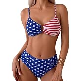 Fanuerg Women's Ruched Bikini Sets U-Wire Linked Two Piece Swimsuit Mid Waist 2025 Swim Bathing Suit