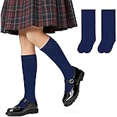 Lusofie 2 Pairs knee high socks for girls 8-12 Years Cotton School Uniform Socks Kids Boy Soft & Lightweight knee socks girls