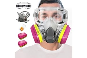 LMINHAN Respirator Mask with Filters 60923, Half Face Cover with Anti-Fog Goggle Paint Mask for Gas, Chemicals, Epoxy Resin, Asbestos, Dust, Sanding, Staining