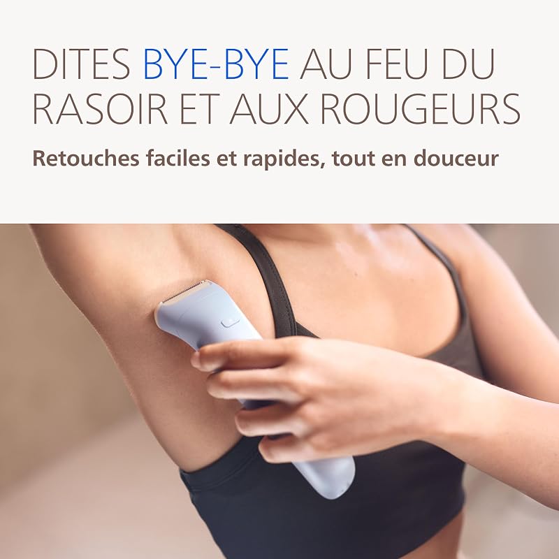 Épilateur série 8000 – épilateur électrique sans fil, utilisation sur peau sèche ou humide, épilation des jambes et du corps, avec ProGuide, 5 accessoires, autonomie 60 min, modèle BRE709/00