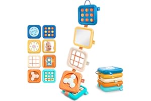 Busy Board for 1 Year Old, Montessori Toys for 1 Year Old, Travel Activities Busy Board Busy Cube for Toddler Boy Girl (Deep 