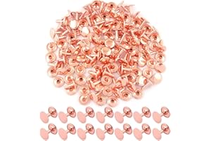 YEWIN Rose Gold Tubular Double Cap Rivets - 12mm Metal Button Round Rapid Rivet Rivet Studs for Purse Handbags Shoes Belts Leather Craft(12mm Rose Gold 100pcs)