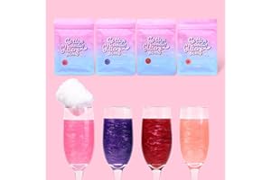 SUJOYGAR Cotton Candy Glitter Bomb for Drinks, Edible Glitter for Cocktails Sparkling Beverages, 4 Color Glitter Drink Bomb Set, Fruity Flavor, Birthday Party Decoration Wedding Supplies