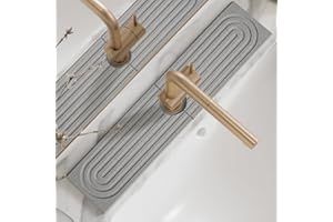 Dreatim Kitchen Faucet Absorbent Mat - Diatomaceous Earth Splash Guard for Sink Faucet, Aesthetic Water Absorbing Stone Tray in The Modern Home [Grey, 23.6" x 3.9"]
