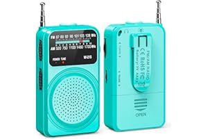 Tendak Portable Radio AM FM, Pocket Radio with Flashlight, Tuning Light, Back Clip, Headphone Jack and Excellent Reception, B