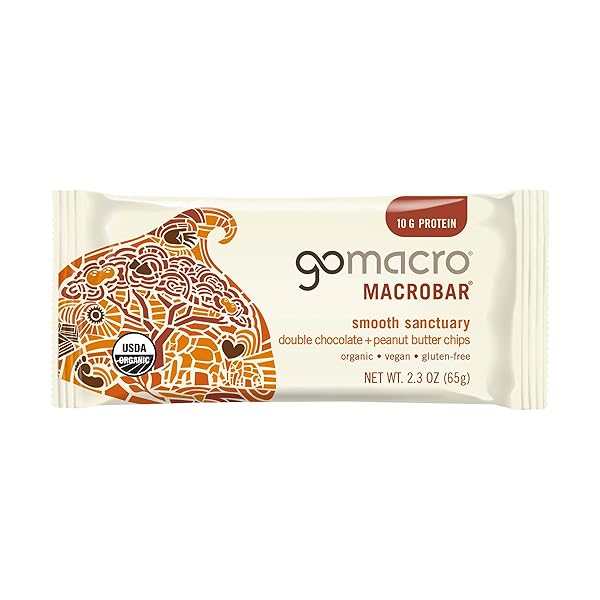 GOMACRO MACROBAR, DOUBLE CHOCOLATE PEANUT BUTTER CHIPS, 2.3 OUNCE