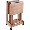 Winsome Brienda Snack Table Set with Mobile Serving Cart, for Living Room, Patio, 32", Natural, Set of 4 Tables