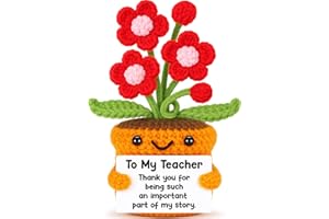 Agantree art Crochet Flower Thank You Gift for Teacher – Handmade Appreciation Present from Student or Parent, Cute Desk Decor for Birthday, Graduation, End of Year, Teacher Week or Holiday