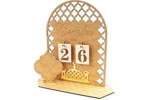 hhdatc Ramadan Advent Calendar Wooden Ornament,30 Day Countdown Til Eid Gift for Kids Decorations