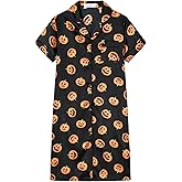 UNICABBIT21 Satin Nightgowns for Girls Kids Silk Short Sleeve Button Down Sleepshirt Dress Night Pajamas size 8-16