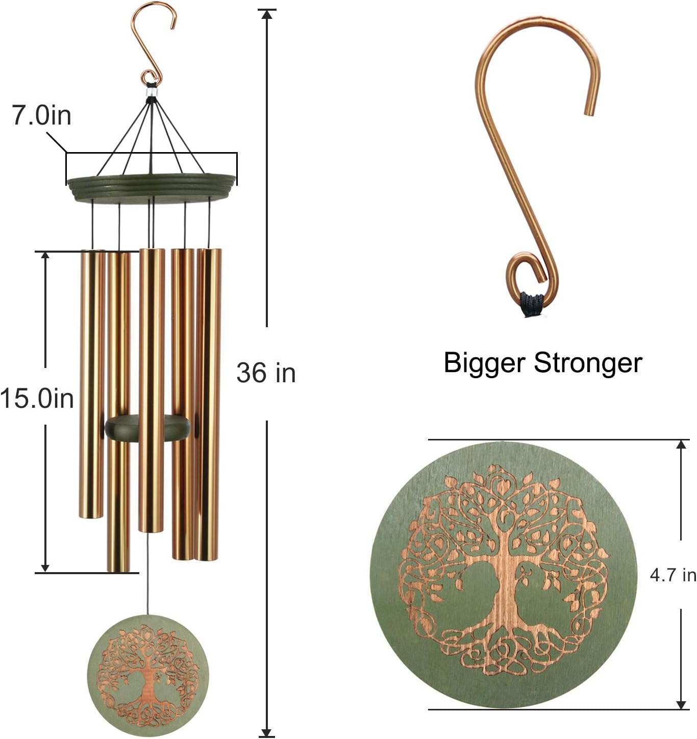 ASTARIN Wind Chimes Outdoor Deep Tone,36 Inch Large Memorial Windchimes for Loss of Loved One Engrave Tree of Life,Sympathy Wind Chimes Gifts for Mother,Garden Home Yard Hanging Decor: Kitchen & Dining