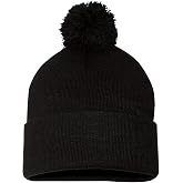 Sportsman Pom-Pom 12" Knit Beanie One Size Black