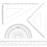 Coopay 4 Pcs Triangle Ruler Set, Acrylic Drafting Tool, Clear | Plastic Geometry Tools, Includes Protractors, Triangles, 12 Inch Straight Ruler, Drawing Set for Math Class Home