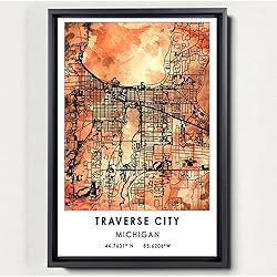 Traverse City Map Poster, Michigan Map Art