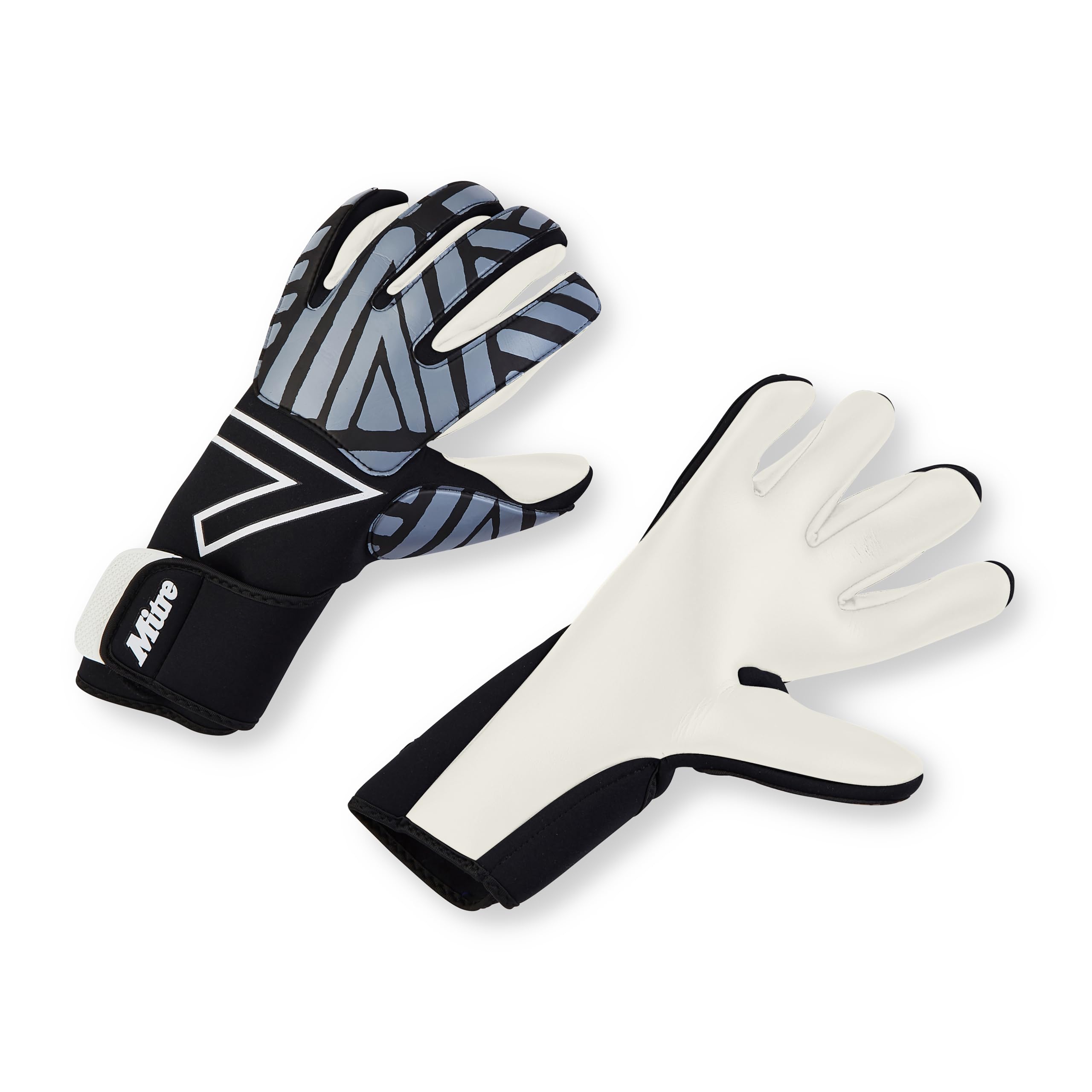 Mitre Impel Goalkeeper Gloves | Shock Absorption | Extra Grip, Black/Grey, Size 11