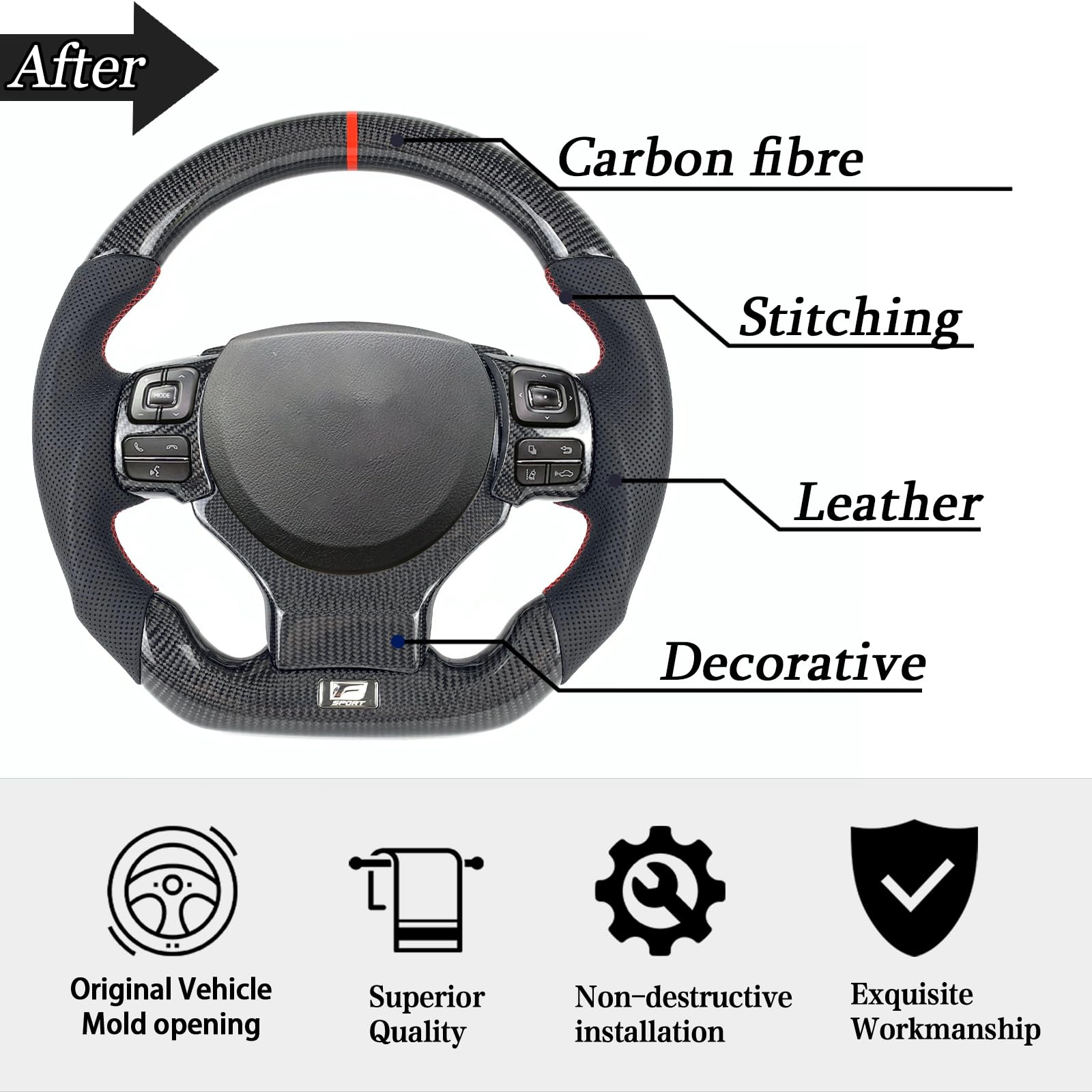 Lexus IS 2014-2016 Carbon Fiber Steering Wheel With Inserts - Clearance #1 main image 0