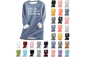 YRAETENM Fleece Sweatshirts for Women Warm Sherpa Lined Crewneck Pullover Soft Casual Loungewear Winter Thermal Tunic Tops