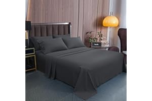 LONAVA Twin XL Size Sheets Set - 4 Piece Set Wrinkle Free Hotel Luxury Oeko-TEX Sheets and Pillowcases Set, Silky Soft Microfiber Bed Sheets, Breathable and Elastic, 16-Inch Deep Pockets, Dark Gray