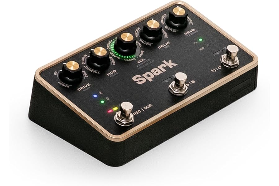 Positive Grid Spark PEDAL Portable Smart Guitar Amp & Effects Pedal | Play direct to PA, pedalboard, laptop or headphones. Built-in 60-second looper, 33 amps, 43 effects, up to 7-hour battery.
