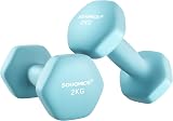 SONGMICS Dumbbells Set 2 x 2kg Hex Neoprene Coated Pale Blue SYL904Q01