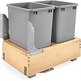 Rev-A-Shelf 35 Qt Bottom Mount Double Pullout Under Cabinet Kitchen Trash Cans w/Soft-Close, 150 Pound Rated Full-Extension S